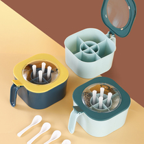 Multifunctional seasoning box plastic four-grid one color storage seasoning box with lid salt canister kitchen household seasoning jar