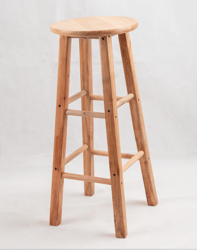 简约小木凳家用中式高凳木凳现代木板凳木凳子实圆凳高脚浴室吧台