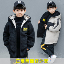 Boy costume boy velvet coat 2022 new foreign gas child thickened middle school boy boy autumn and winter costume two sides