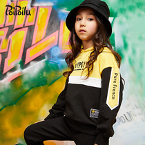 Girls spring and autumn clothes with cap and clothing relaxed CUHK child 12-15 year old Han version splicing foreign air blouses autumn tide children