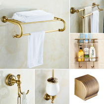 All-copper bathroom pendant towel rack Punch-free bathroom bath towel rack Bathroom hardware rack combination set