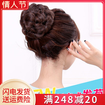 Wig female disc hair bun hair bag grab clip bun head real hair disc hair flower bud head pill head curly hair brace wig flower disc hair