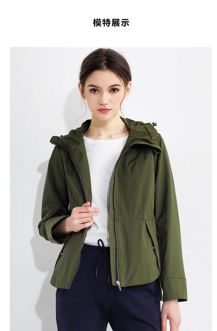 佐丹奴风衣女短款 女装连帽纯色休闲防风衣 女士春季外套05378607_7折