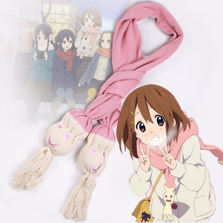 动漫周边轻音少女平泽唯针织围巾围脖毛线雪人围巾粉色cos冬季
