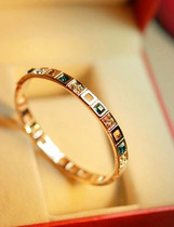 Korean Version Temperament Fashion Sapphire Color Crystal Square Diamond Bracelet Delicate Elegant Zircon Bracelet High Quality Ornament