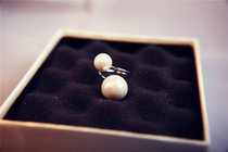 Star Fashion Refined 2 large pearls retro ring forefinger Exaggerated Tide Man Ornament Opening Can Fine Tune Woman