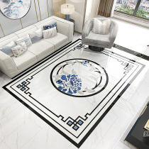 New Chinese style light luxury dining room living room 800 parquet floor tiles Blue and white porcelain carpet tile floor tiles imitation waterjet parquet