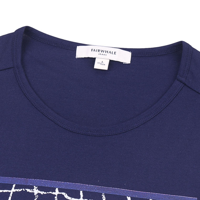 马克华菲短袖T恤  2015夏修身格纹拼接 纯棉圆领短袖上衣