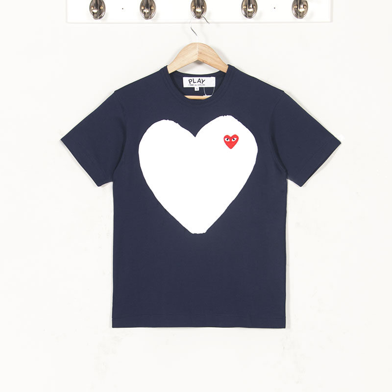 四季出品日本专柜cdg川久保玲play藏蓝大白小红心短袖t恤男女情侣