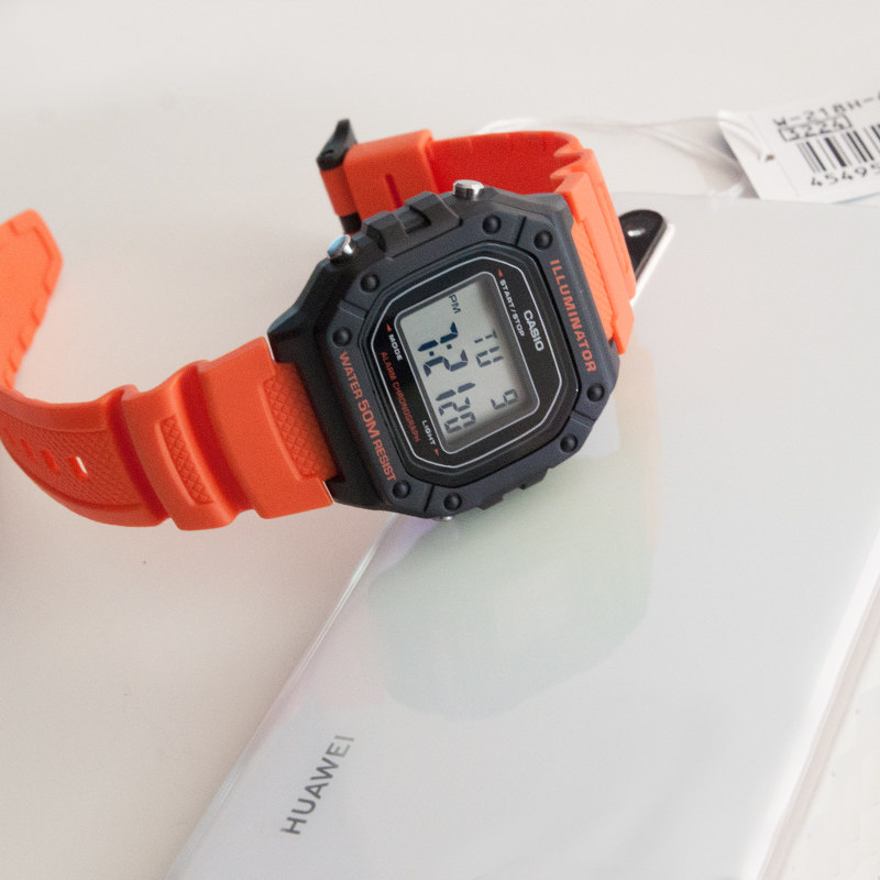 casio watch casio square female watch men's watch student neutral electronic sports multi-function watch w-218h