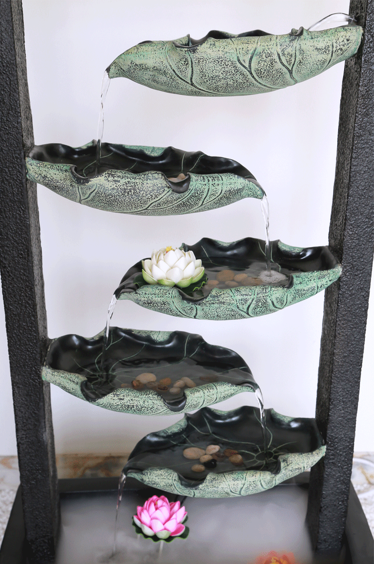 新中式家居客厅喷泉流水风水池落地摆件 办公室招财鱼缸水景摆设