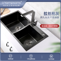 Cnsimpsons pull gun gray 304 stainless steel sink double sink handmade nano singles kitchen wash basin