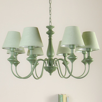 Simple European-style living room chandelier creative atmosphere American country French pastoral iron art master bedroom wedding room green chandelier