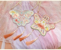 Flowers and rabbits lovely Hancloth accessories with embroidery ancient cloth package single shoulder pearl slanted across childrens mobile phone bag