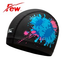 Flutter FEW2021 new PU coated printed swim cap comfortable breathable no head swim cap hot spring swim cap cloth swim cap