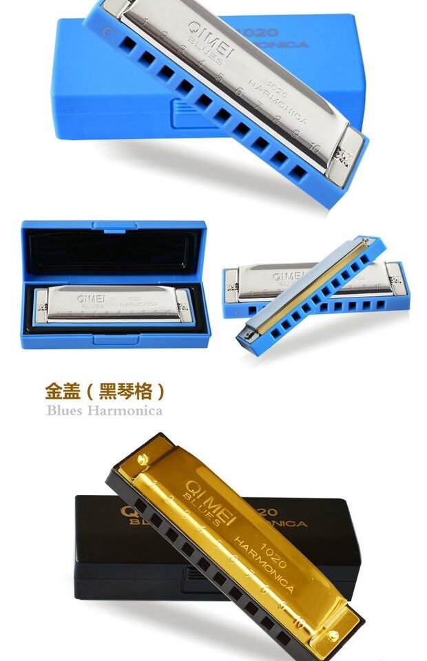 天天特价奇美牌十孔布鲁斯口琴成人儿童初学蓝调口琴10孔c调_7折现价
