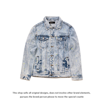 fog amiri star with the same light blue jacket old splashing ink and spray paint holes fluorescent green high street tide brand jacket