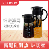 Cold brew coffee pot High borosilicate glass brew tea pot Hot and cold dual-use tea pot with filter Cold water pot