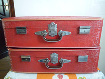 Collection of nostalgic old items in the 1970s and 1980s leather bags luggage luggage faux leather (pair) AB *