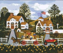 HAE-FJ029 JW50-Small town wagon cross embroidered source file xsd