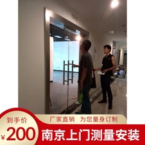 Nanjing office glass door fingerprint access control attendance stainless steel edge spring door office building induction door