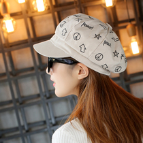 White duck tongue beret female tide spring autumn Net Red newspaper boy painter octagonal hat Korean version of British retro Joker