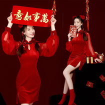 Shadow Building Writing True Clothing New Year Themed Red Festive Chinese Wind Qipao Art Photos Photography Costumes For The Spring Festival