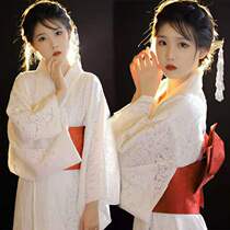 God girl kimono Japanese style style bathrobe dress white lace modified kimono photo studio photo uniform