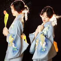 Photo studio photo uniform blue God girl Japanese dress traditional feather baby cherry blossom dress improved kimono