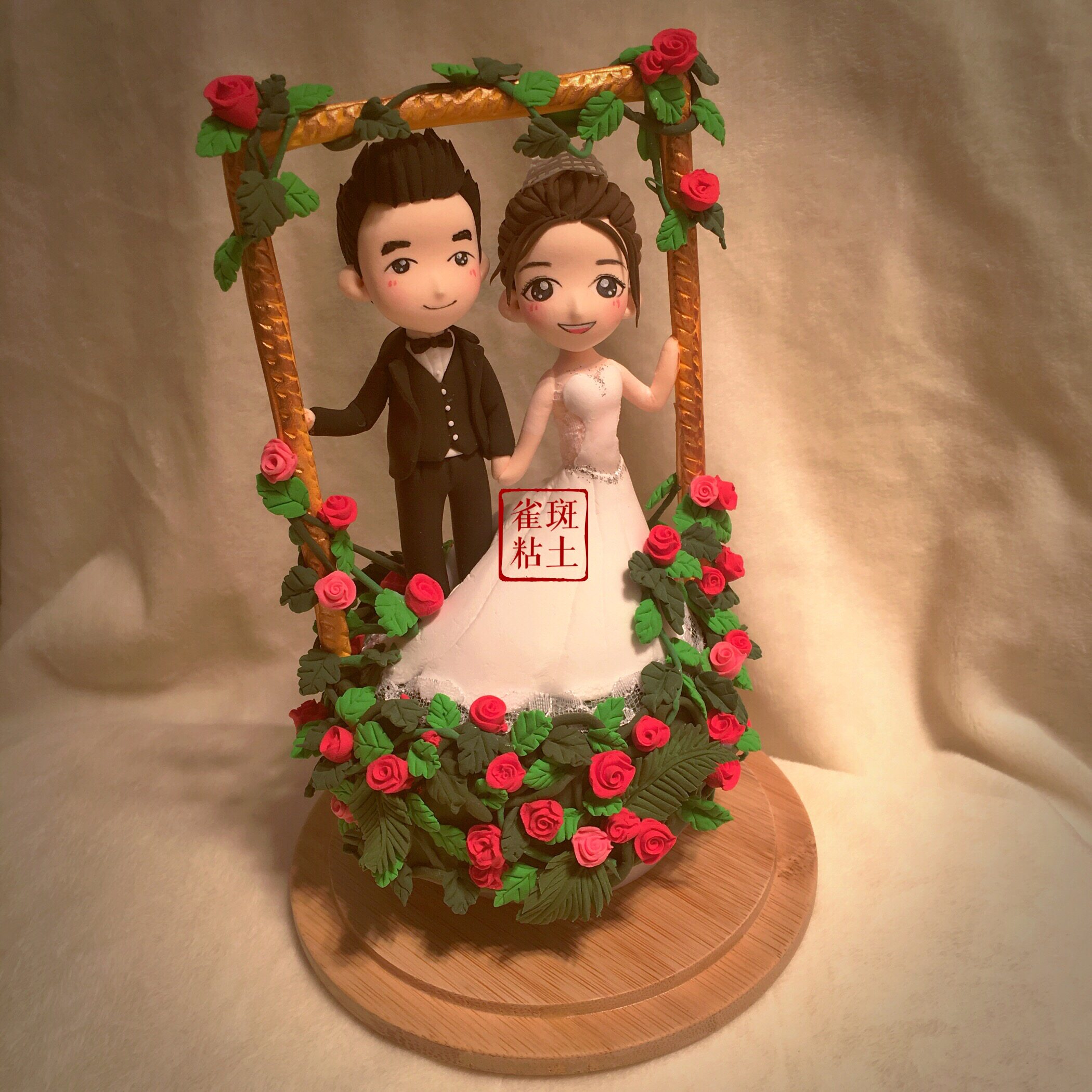 【雀斑】超轻粘土定制手办q版人偶情侣摆件情人节新人婚礼音乐盒