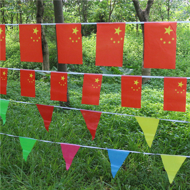 国旗串旗吊旗五星红旗挂旗彩旗商场会场国庆装饰手摇旗手挥小国旗
