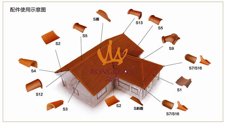 荣冠陶瓦西瓦防水瓦s瓦装饰瓦西班牙瓦屋面瓦别墅瓦厂家杏黄_双氙车灯