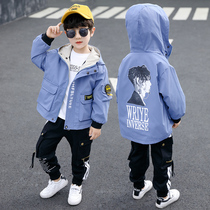 Boys spring and autumn 2020 new cotton foreign coat casual Children boy hooded windbreaker Korean coat Spring