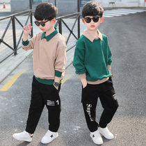 Boys spring and autumn clothes 2021 New handsome sports suit foreign style children little boy polo shirt tide clothes spring clothes