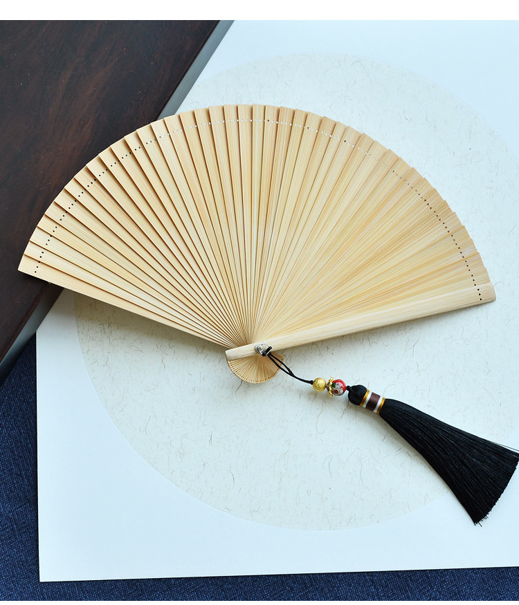 日式中国风全竹扇子折扇镂空古风男女士折叠扇手工小5寸舞蹈扇黑