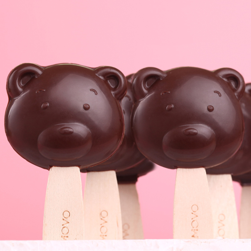 amovo魔吻纯可可脂 手工黑巧克力熊孩子棒棒糖生日创意情人节礼物产品展示图1