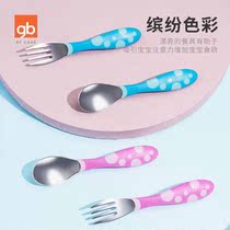 gb good child children 430 stainless steel fork spoon set portable tableware baby tableware Baby fork spoon combination