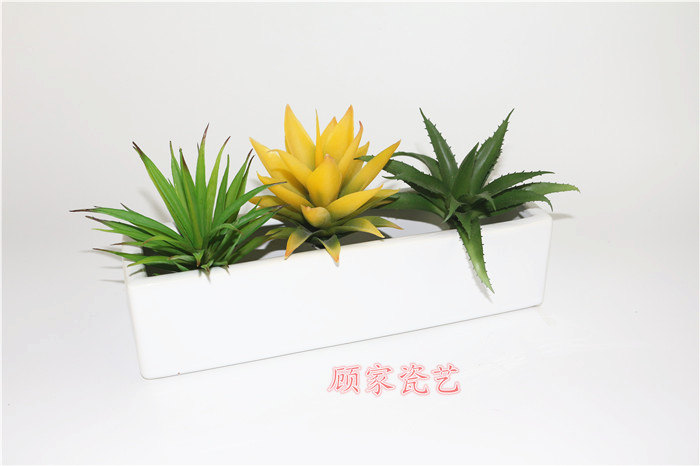 自制花瓶简约现代长方形水养花盆镀银黑色白陶瓷花瓶花插风水摆件