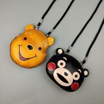 Leather cartoon mini messenger bag bag female small bag student children cute bear coin purse short small wallet cute