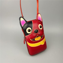 Leather cartoon mobile phone bag female messenger bag 2020 new wild mini lady student animal small backpack
