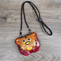 Leather cartoon coin purse female cute tiger student Korean version of the short keychain pendant portable small wallet cute