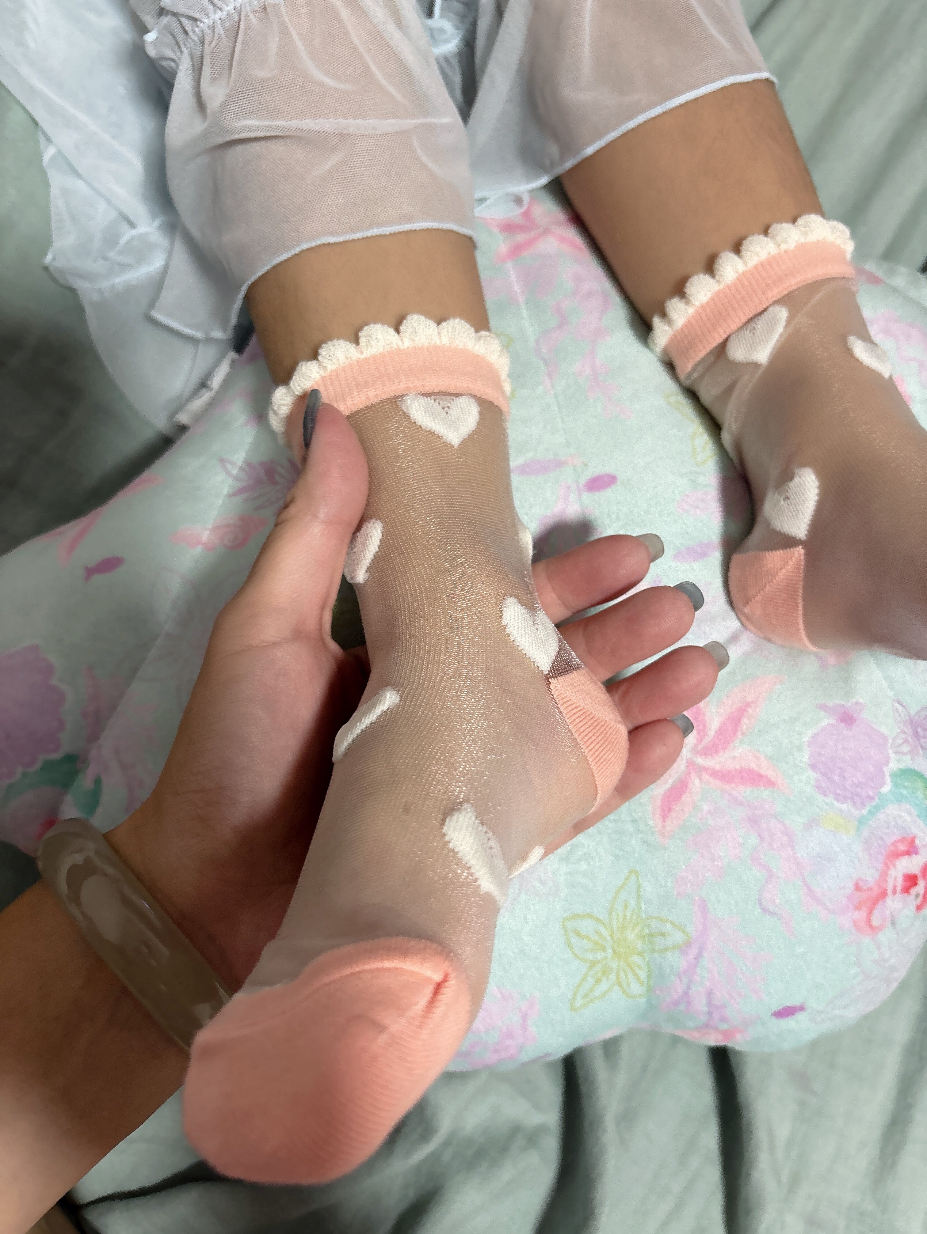 女童夏季薄款冰丝袜儿童水晶夏天超薄网眼短袜透气宝宝纯棉短筒袜