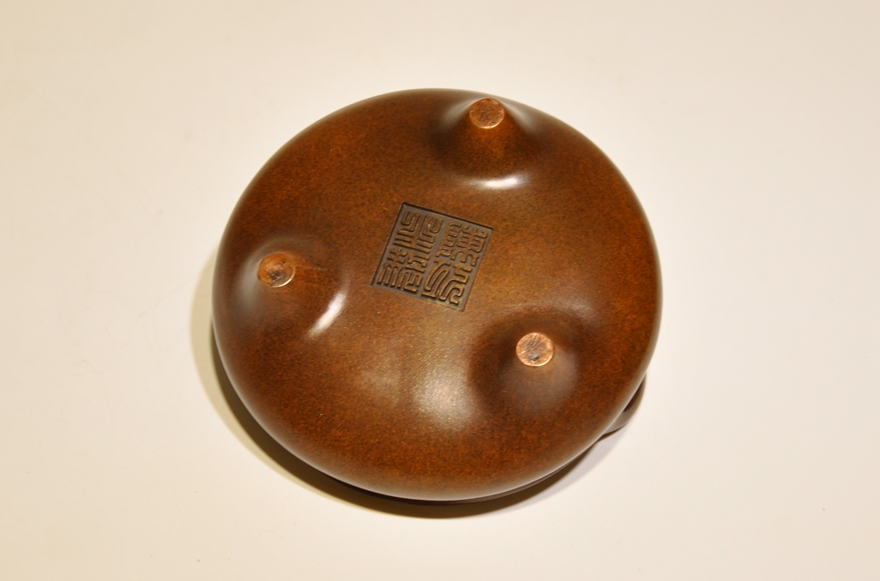 冲天耳三足乳炉 非遗传承人陈巧生 大师巧生炉 宣德炉 m10