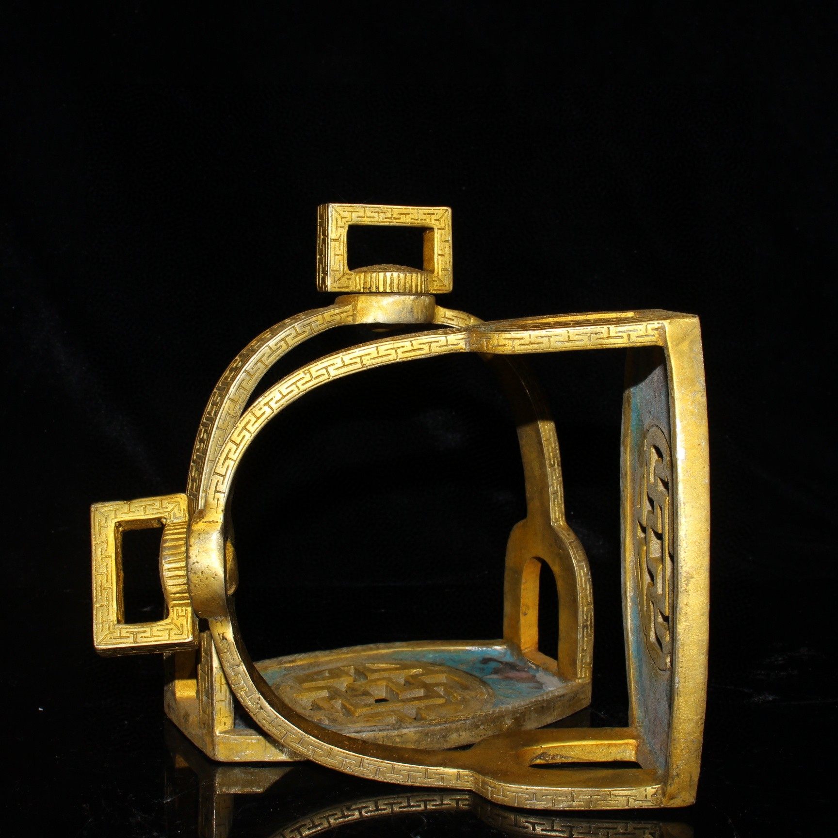 【鬼市】zg- 景泰蓝掐丝纯铜镂空对马蹬-dz0103