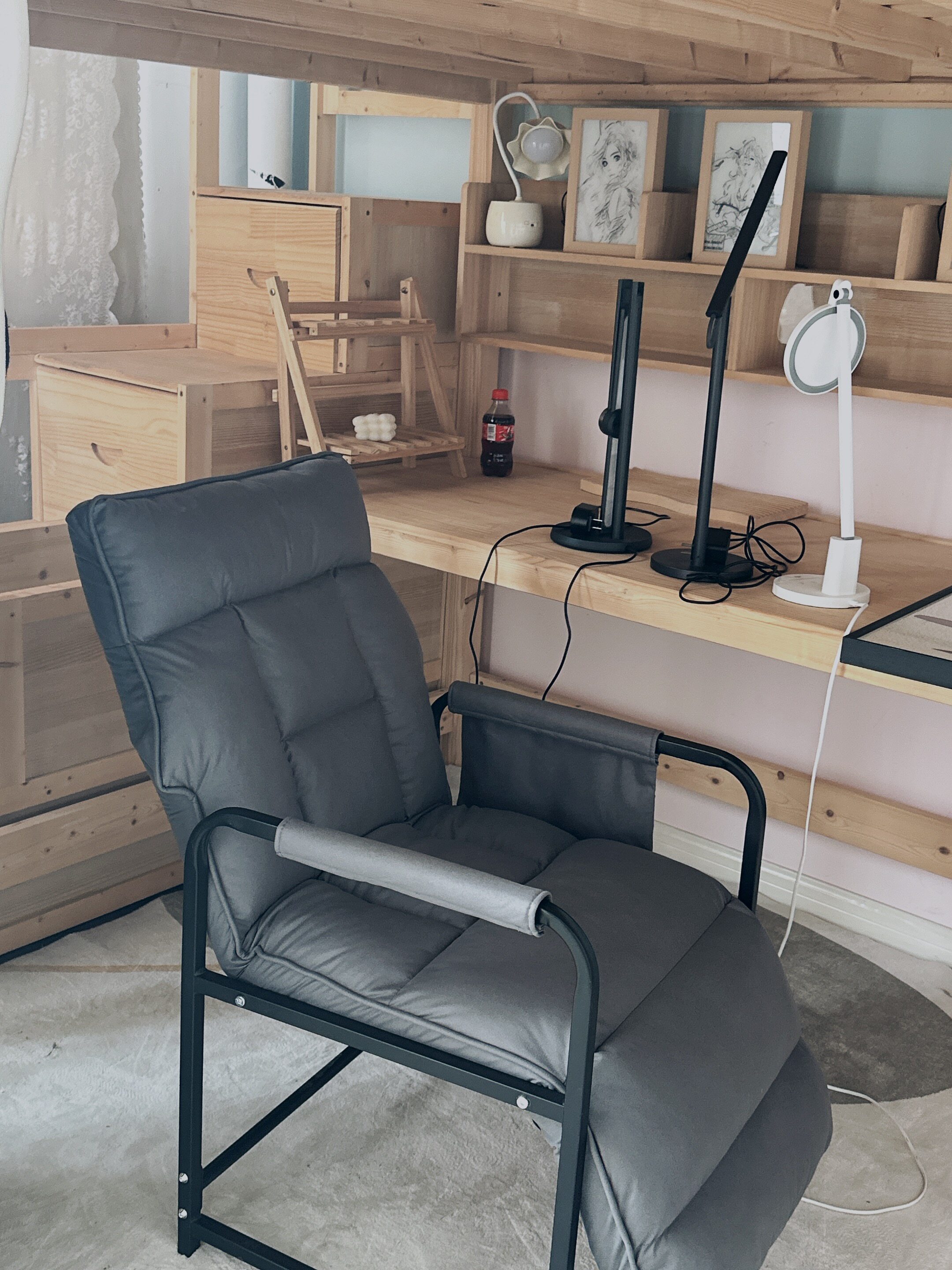 躺椅午休午睡神器办公室折叠靠背椅可坐可躺电脑椅两用懒人沙发椅