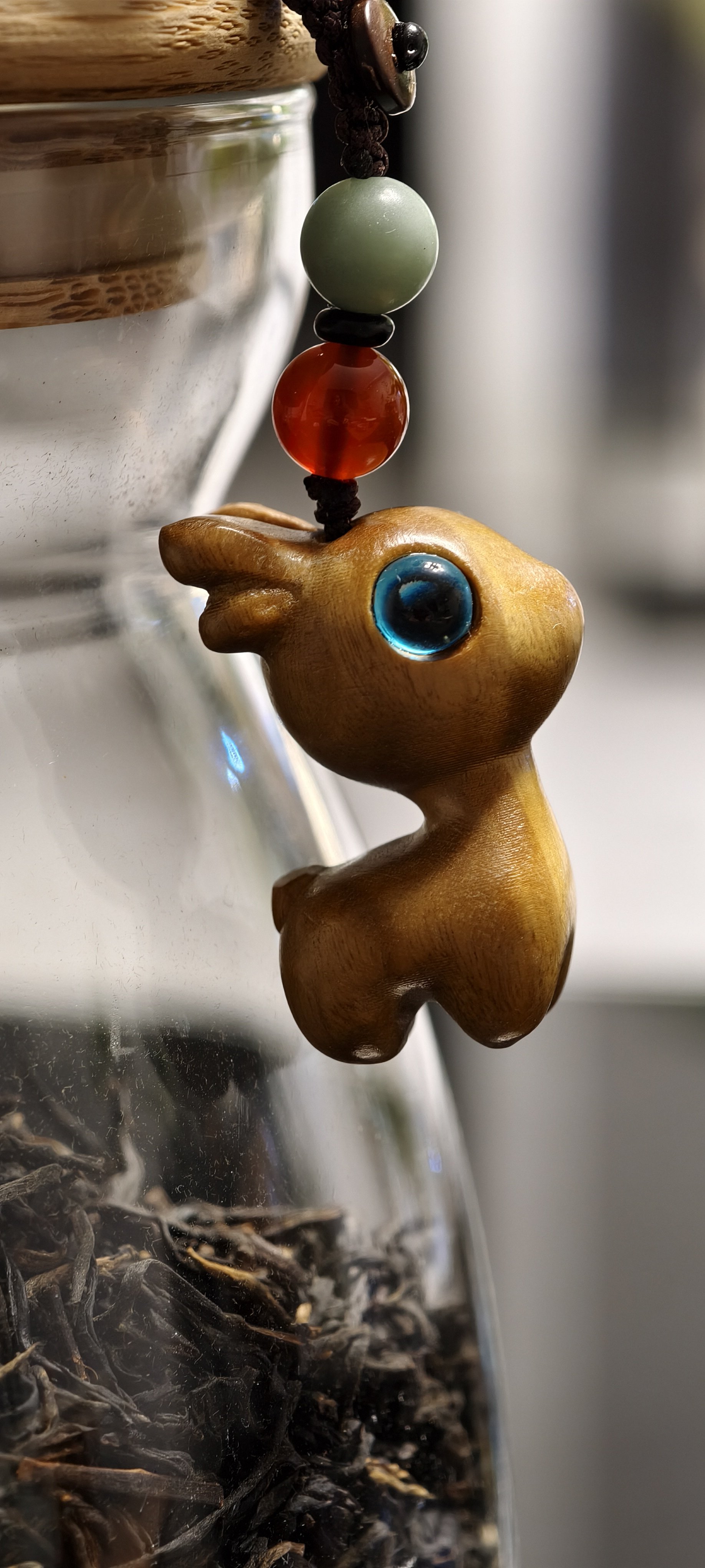 琼睿原创一路平安檀木小鹿汽车钥匙扣挂件精致手机吊坠男女情侣钥匙