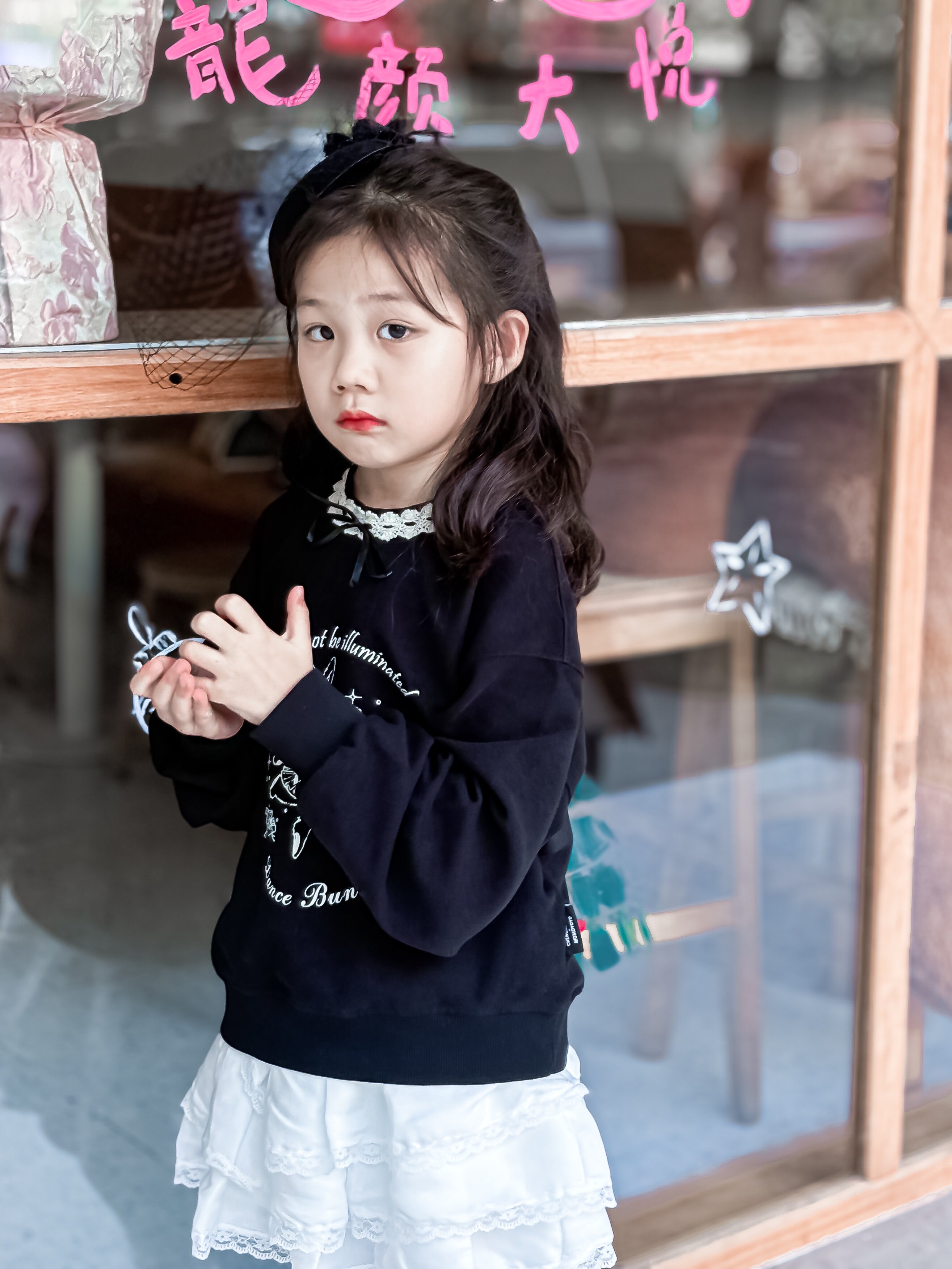 辰辰妈女童装蕾丝花边卫衣秋季2025年新款甜美风卡通印花女孩上衣