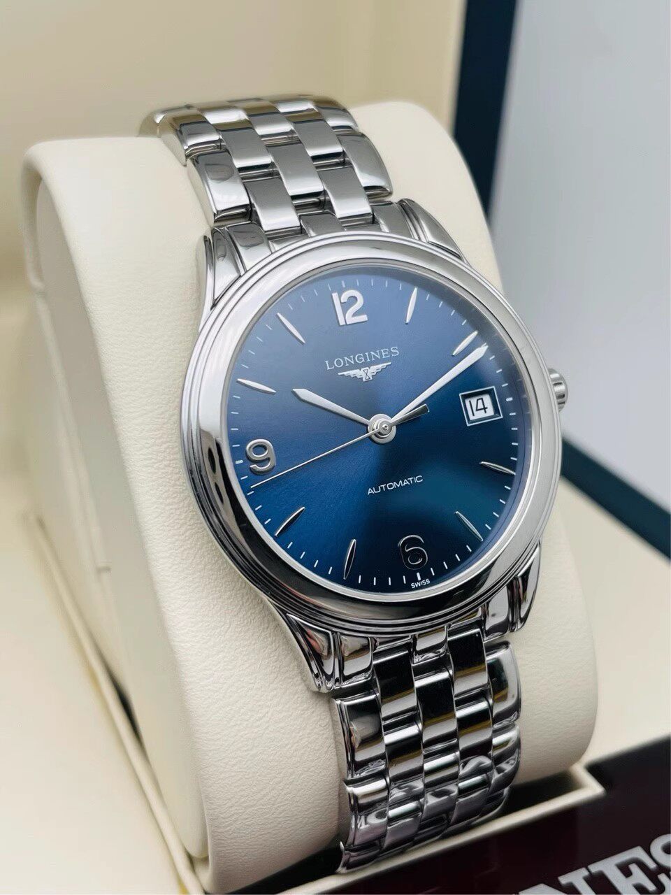 8新]浪琴军旗系列精钢自动机械手表男表l4.774.4.96.6正品