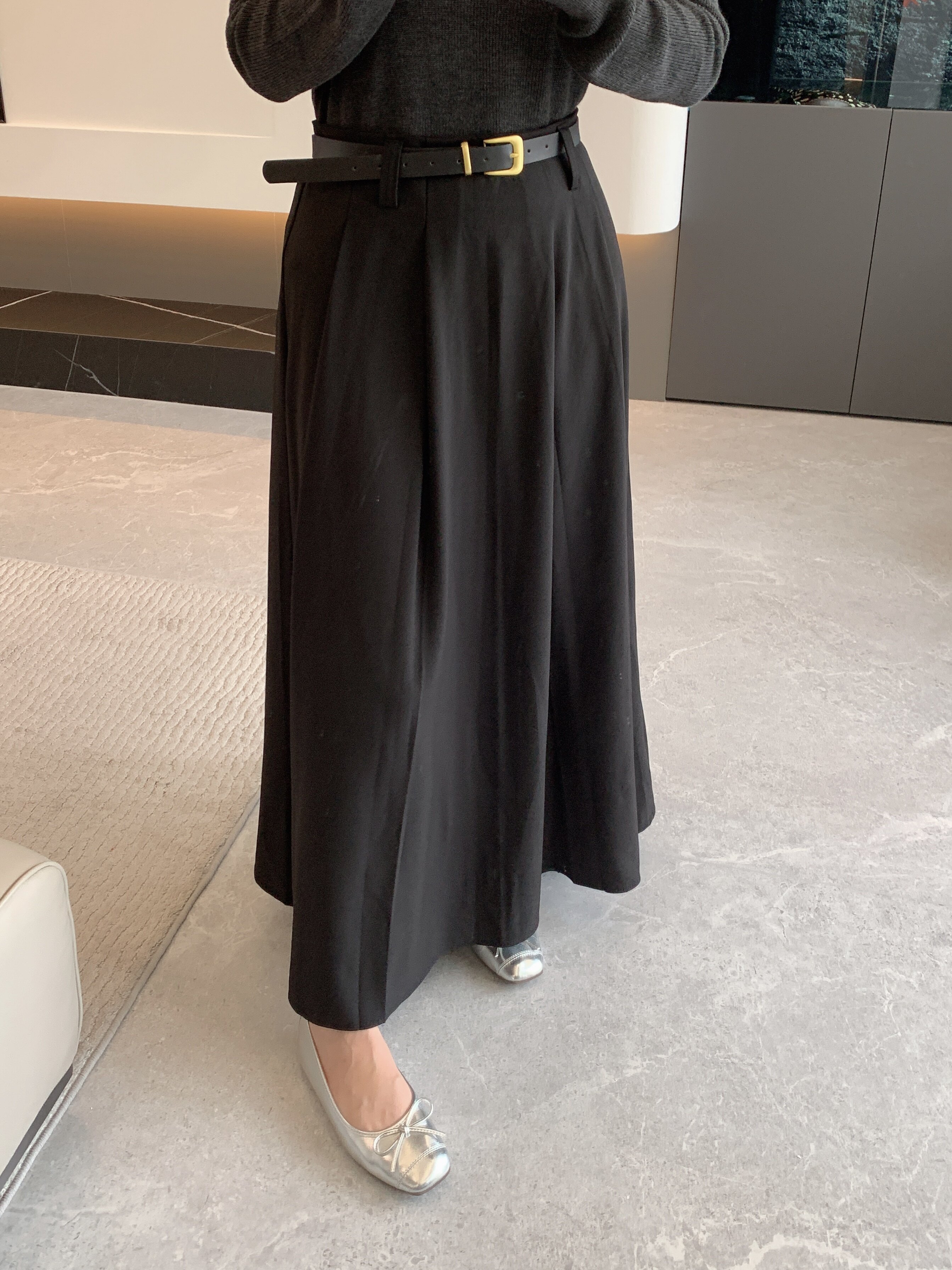 黑色西装半身裙女春秋2025新款通勤职业高个子长裙百褶a字裙伞裙