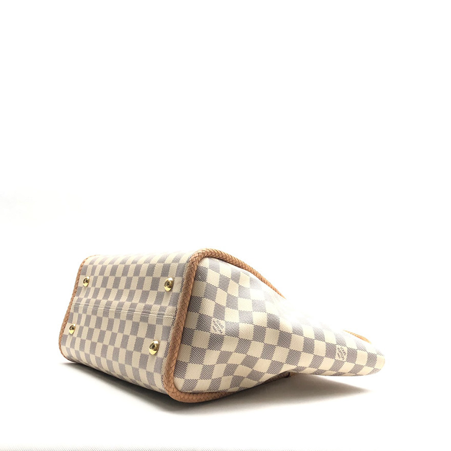 5w][二手9.5新]lv女单肩包白棋盘格编织包tszjs0144